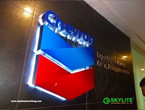21 chevron stainless backlit sign