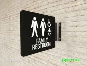 designed by benc acrylic family restroom sign with gi metal holder