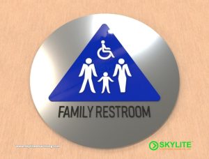 designed by benc aluminum family restroom sign with acrylic